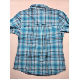 Duluth Trading Co Plaid Long Sleeve Button Up Shirt Womens Medium Nylon Spandex